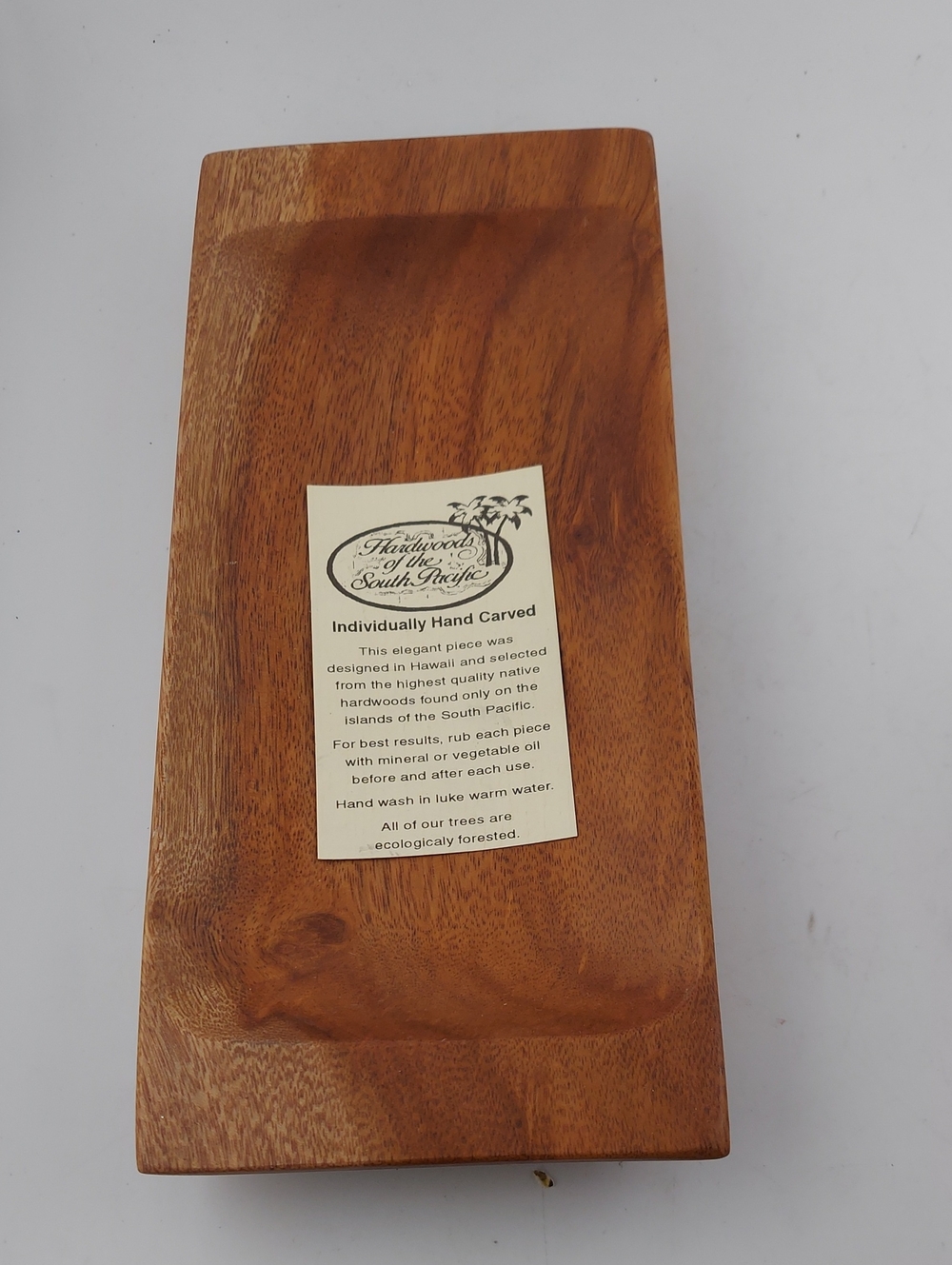 Hand-Carved Wood Tray ,trinket Dish- Brown